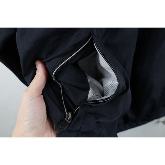 Vintage 90s Champion Mens Medium Spell Out Lined Windbreaker Bomber Jacket Black - Picture 9 of 16